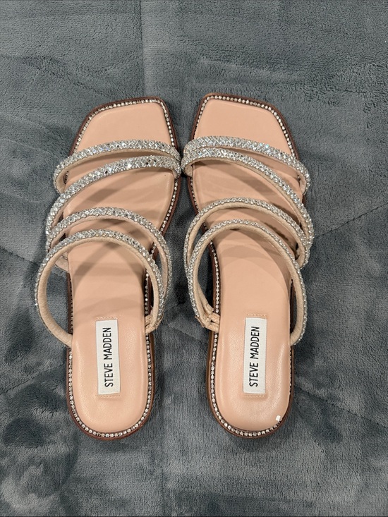 Steve Madden Shoes - Steve Madden Nude Jeweled Multi-Strap Slide Sandals
